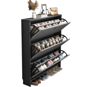 Pantofar Modern cu 3 Uși, Culoare Gri – Dulap pentru Încălțăminte, 100 × 17 × 120 cm