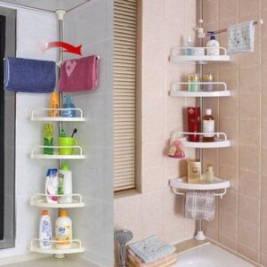 Etajeră de Colț pentru Baie cu 4 Rafturi – Organizator Vertical cu Design Modern