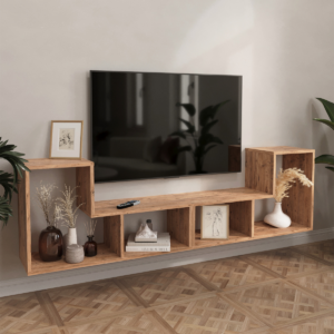 Set 2 Rafturi Modulare de Perete, Vivimos, Stejar, 91,5 x 54 x 30 cm, PAL, Design Modern